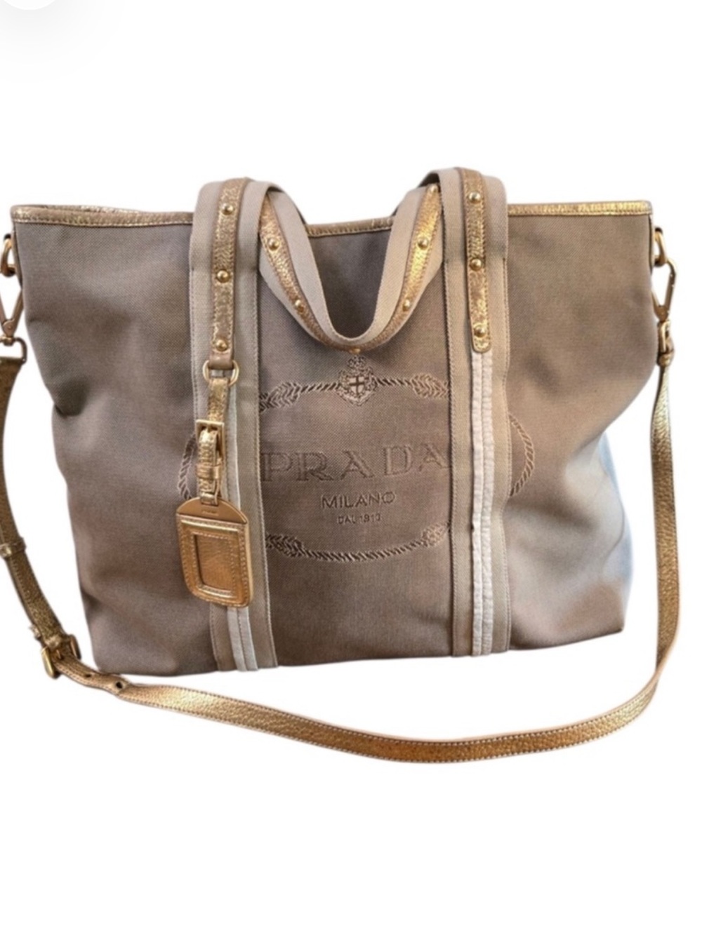 Prada Tote Bag Brown & White